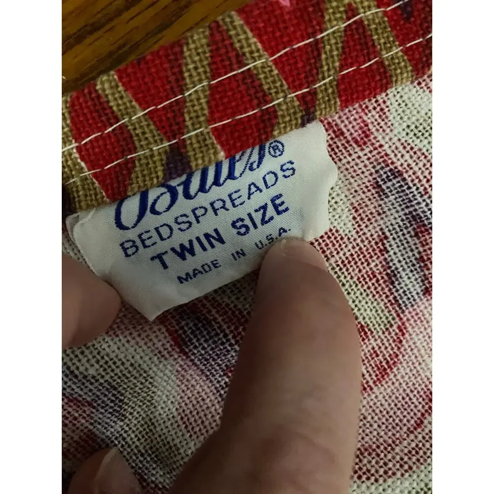 Vintage Gorgeous Bates Colorful Twin Bedspread Mod MCM Boho USA 6’ x8.79 ‘